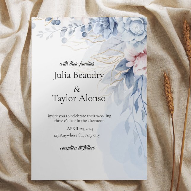 Blue Floral Wedding Invitation with White Dove | E (Creator Uploaded)