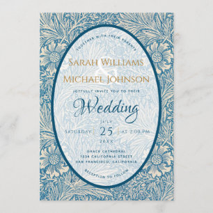 Blue Floral Wedding Marigold William Morris Invitation