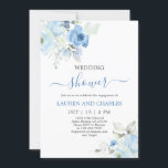 Blue Floral Wedding Shower Invitation<br><div class="desc">Blue Floral Wedding Shower Invitation</div>