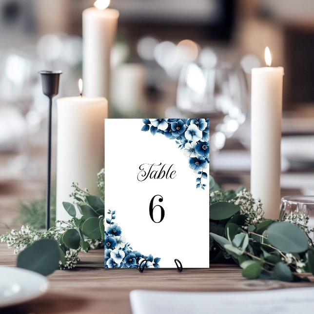 Blue Floral Wedding Table Number (Creator Uploaded)