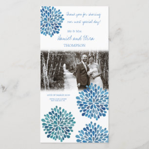 Blue Floral Wedding Thank You Card
