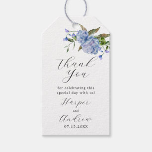 Blue Floral Wedding Thank You Gift Tags