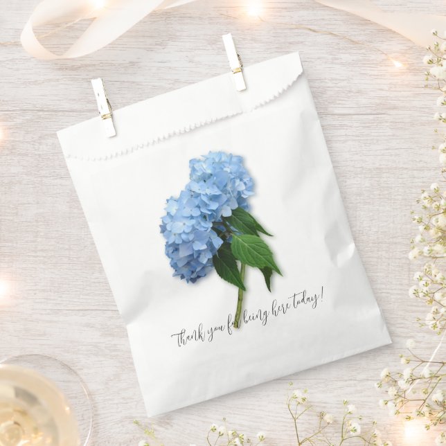 Blue Floral Wedding Thank You Message Favour Bag (Clipped)