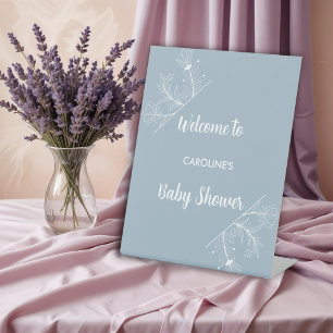 Blue Floral Welcome Baby Shower Sign