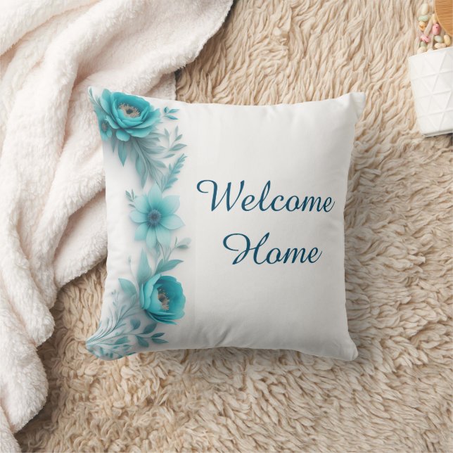 Blue floral Welcome Home, Welcome Home decorative  Cushion (Blanket)