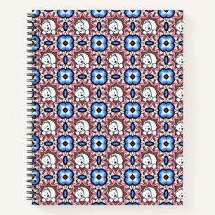 Blue Floral Westie All-Over Print Apron Notebook