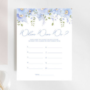 Blue Floral Where Were We Bridal Shower Game
