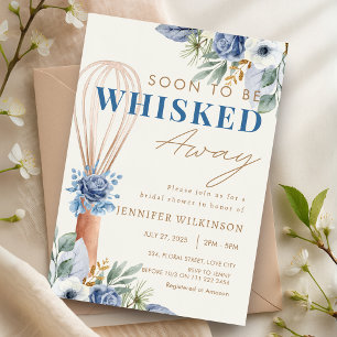 Blue Floral Whisked Away Kitchen Bridal Shower Invitation