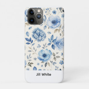 Blue Floral White Watercolor iPhone 11 Pro Case