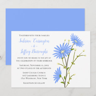 Blue Floral Wildflower Daisies Wedding Flowers Invitation