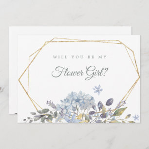 Blue Floral Will You Be My Flower Girl Card