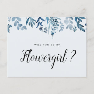 blue floral will you be my Flowergirl card