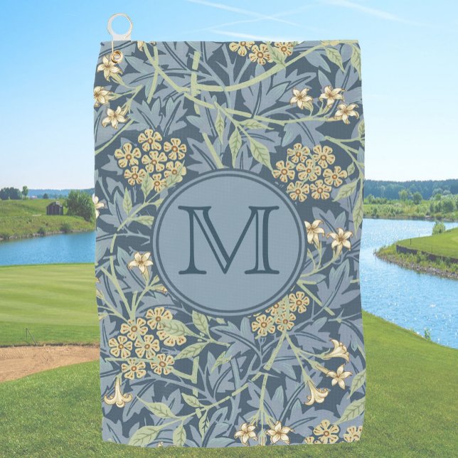 Blue Floral William Morris Custom Initial Ladies Golf Towel (Creator Uploaded)