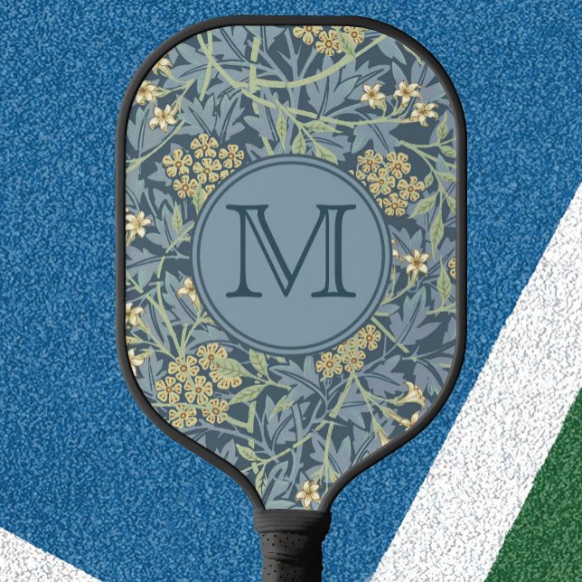 Blue Floral William Morris Custom Initial Ladies Pickleball Paddle (Creator Uploaded)