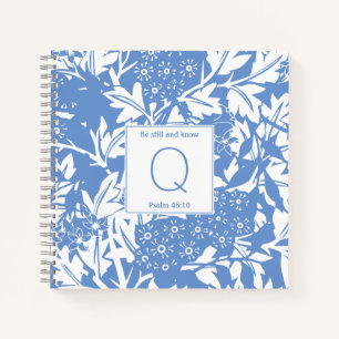 Blue Floral William Morris Monogram Notebook