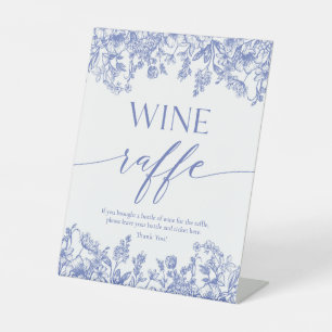 Blue Floral Wine Raffle Bridal Shower Game Sign