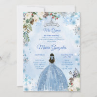 Blue Floral & Winter Holiday Mis Quince Birthday