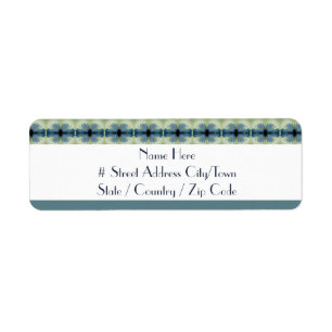 Blue Floral With Green Return Address Label