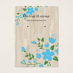 Blue Floral Wood Rustic Background Earring Cards