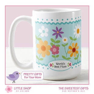Blue Floral World's Best Mum Mother's Day Coffee Mug