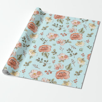 Blue Floral Wrapping Paper