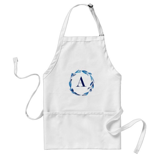 Blue Floral Wreath 'A' Standard Apron (Front)