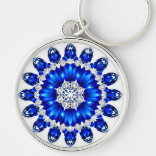 🌿 Blue Floral Wreath Charm Gift 🔑 Key Ring