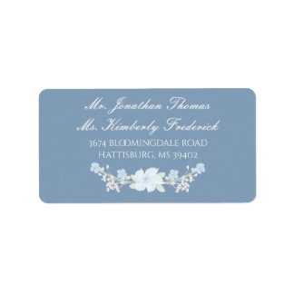 Blue Floral Wreath Large Address Label