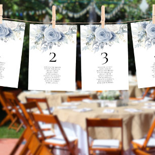 Blue Florals Names Seating Chart Table Number Card