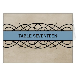 Blue Flourish Border Table Number Card