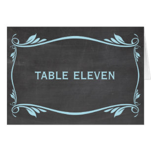 Blue Flourish Chalkboard Table Number Card