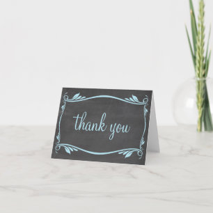 Blue Flourish Chalkboard Thank You Card