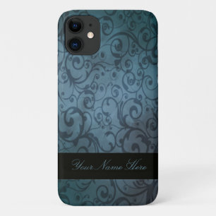 Blue Flourish Personalised iPhone 11 Case