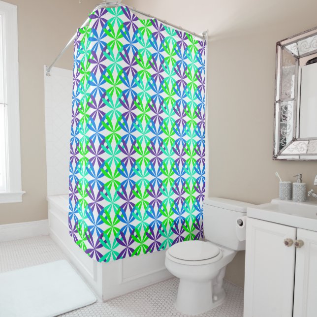 Blue Flourish Shower Curtain (In Situ)