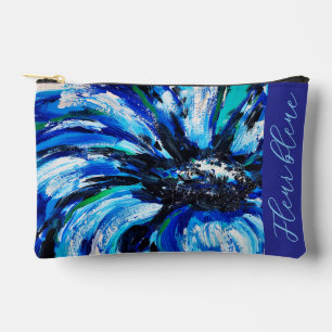 Blue flower accessory pouch