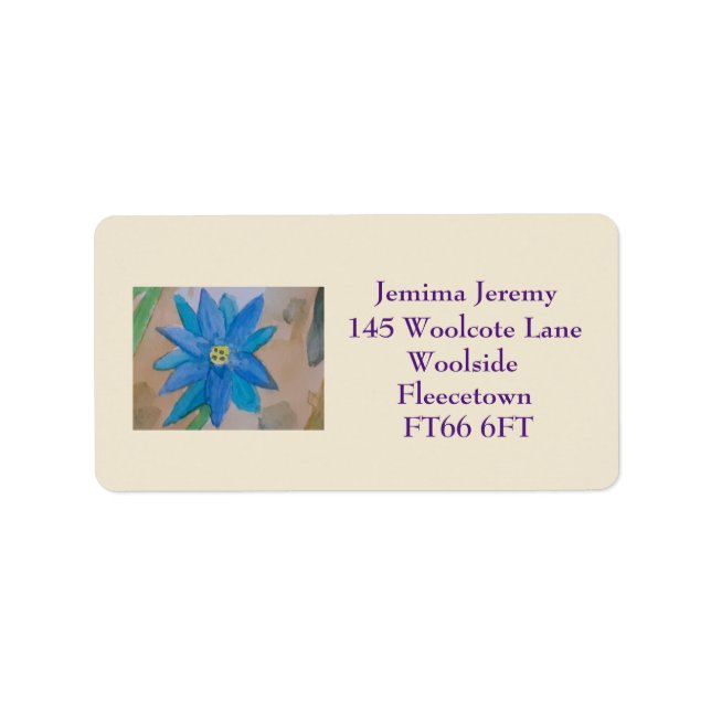 Blue Flower Address Label (Front)