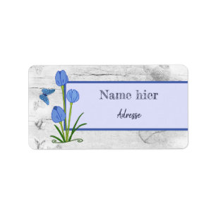Blue flower address sticker