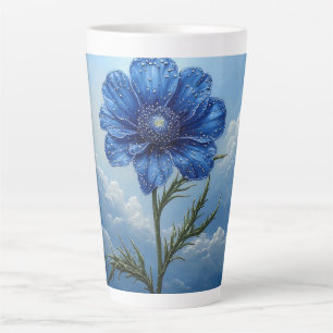 Blue Flower Against Bright Cloudy Sky Latte Mug