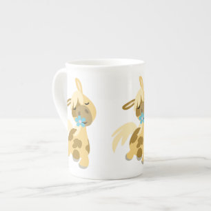Blue Flower and Cute Cartoon Pony Bone China Mug