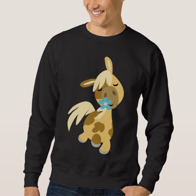 Blue Flower and  Pony T-shirt Sweatshirt (Front)
