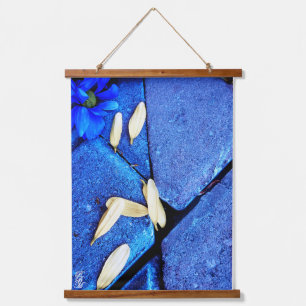 Blue Flower and Yellow Petals Hanging Tapestry