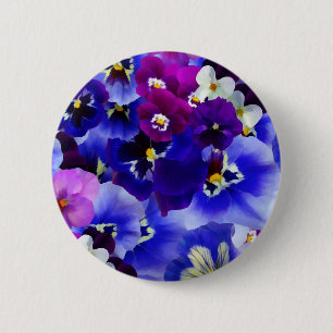 Blue Flower Arrangement 6 Cm Round Badge