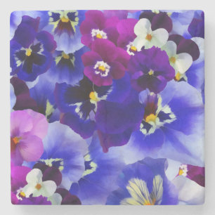 Blue Flower Arrangement Stone Coaster