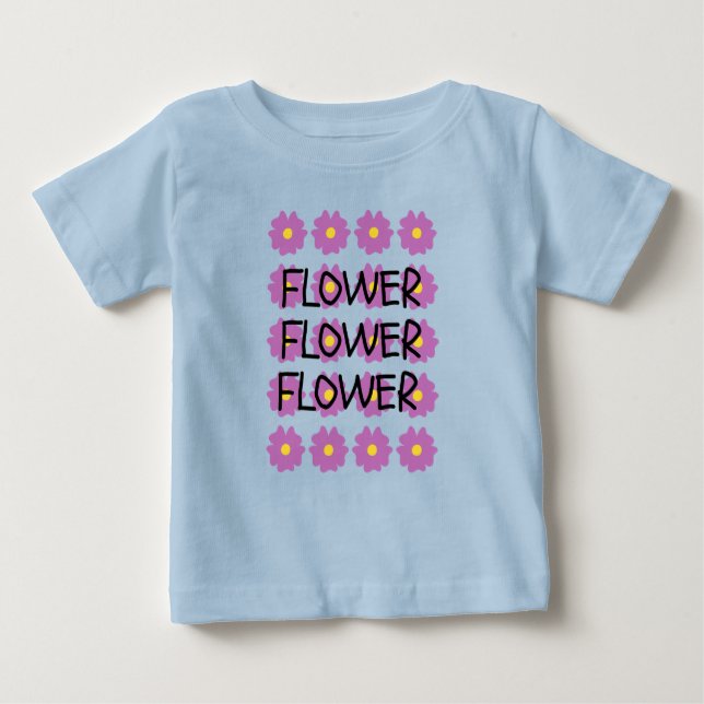 Blue flower baby fine t-shirt  (Front)