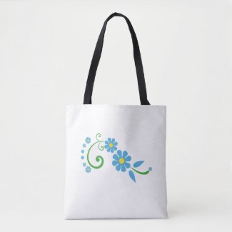 blue flower bag-tote tote bag