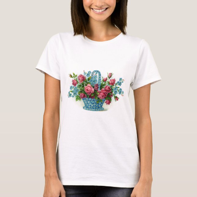 Blue Flower Basket T-Shirt (Front)