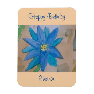Blue Flower Birthday Magnet
