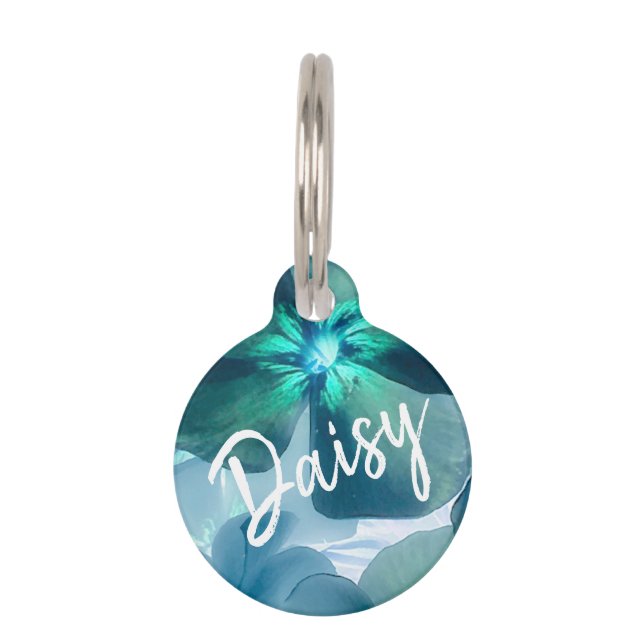 Blue Flower Blossom Pet Tag (Front)