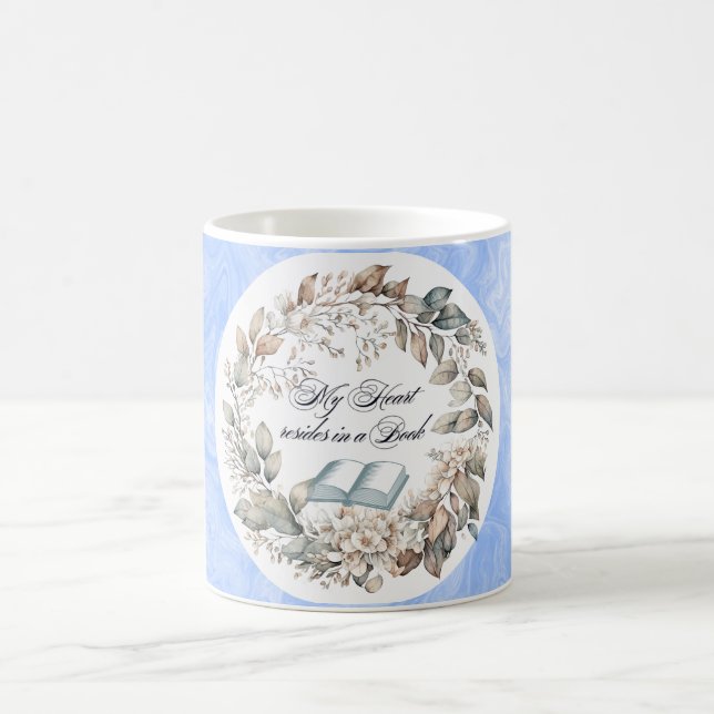 Blue Flower Bouquet Book lovers Coffee Mug (Center)