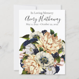 Blue Flower Bouquet Funeral Memorial Program